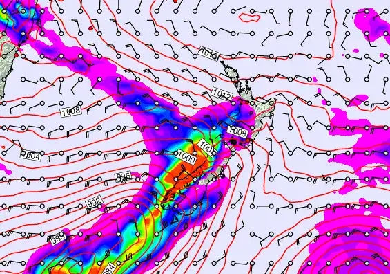 New Zealand forecast chart for Monday, December 22nd, 2025 at 12:00 PM