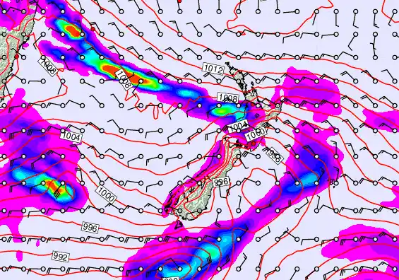 New Zealand forecast chart for Tuesday, December 23rd, 2025 at 12:00 AM