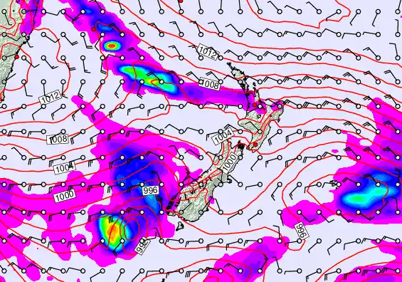New Zealand forecast chart for Tuesday, December 23rd, 2025 at 12:00 PM