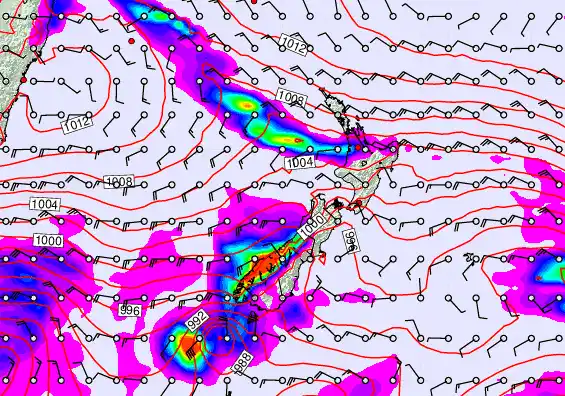 New Zealand forecast chart for Tuesday, December 23rd, 2025 at 6:00 PM