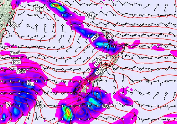 New Zealand forecast chart for Wednesday, December 24th, 2025 at 12:00 AM