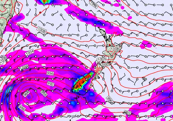 New Zealand forecast chart for Wednesday, December 24th, 2025 at 6:00 PM
