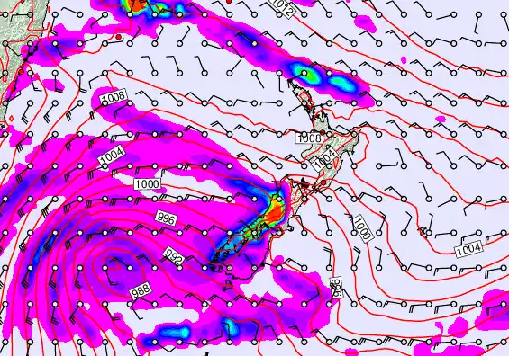 New Zealand forecast chart for Thursday, December 25th, 2025 at 12:00 AM