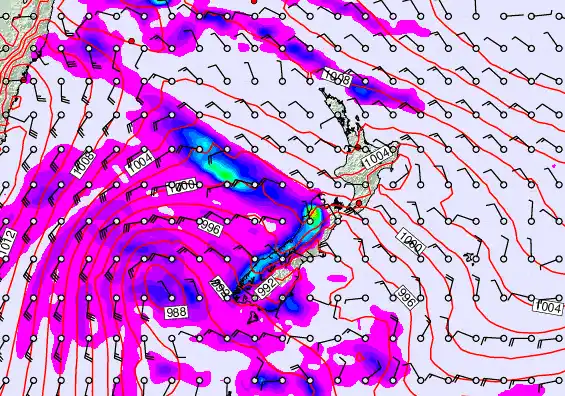 New Zealand forecast chart for Thursday, December 25th, 2025 at 6:00 AM