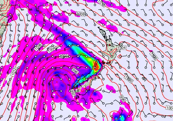 New Zealand forecast chart for Thursday, December 25th, 2025 at 12:00 PM