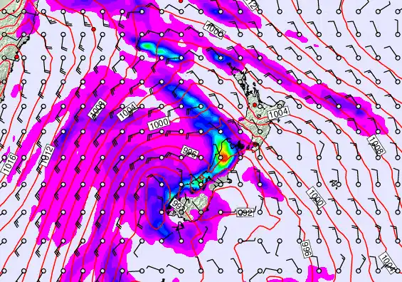 New Zealand forecast chart for Thursday, December 25th, 2025 at 6:00 PM