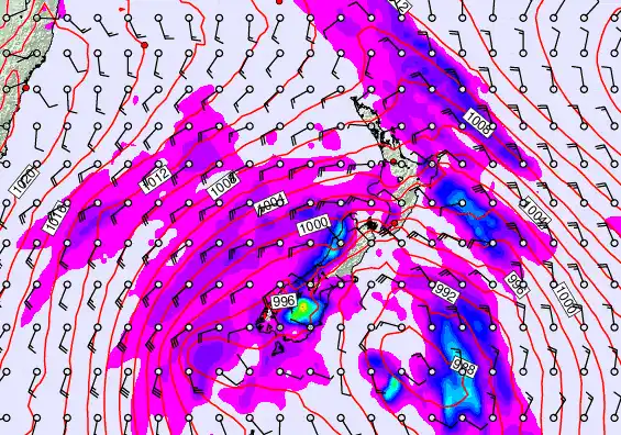 New Zealand forecast chart for Friday, December 26th, 2025 at 12:00 PM