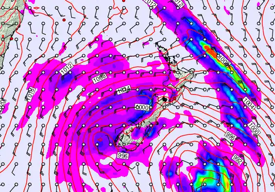 New Zealand forecast chart for Friday, December 26th, 2025 at 6:00 PM