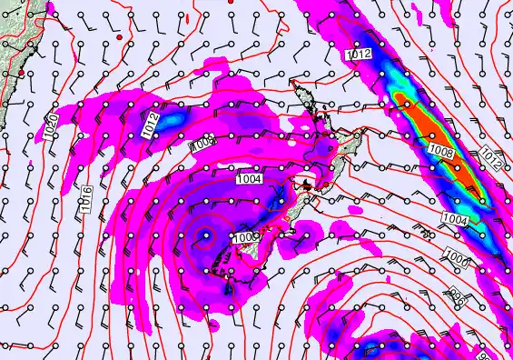 New Zealand forecast chart for Saturday, December 27th, 2025 at 12:00 AM
