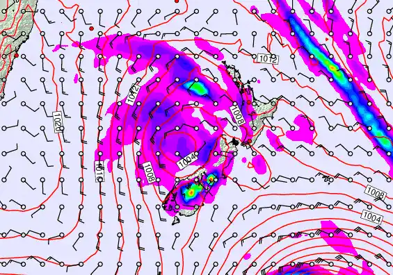 New Zealand forecast chart for Saturday, December 27th, 2025 at 12:00 PM