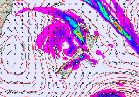 New Zealand forecast chart for Saturday, December 27th, 2025 at 6:00 PM