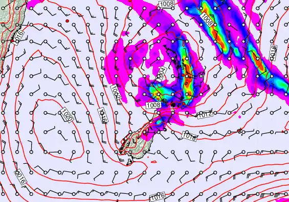 New Zealand forecast chart for Sunday, December 28th, 2025 at 6:00 AM