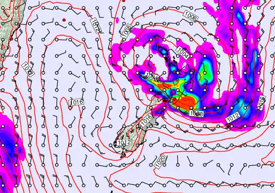 New Zealand forecast chart for Monday, December 29th, 2025 at 6:00 AM