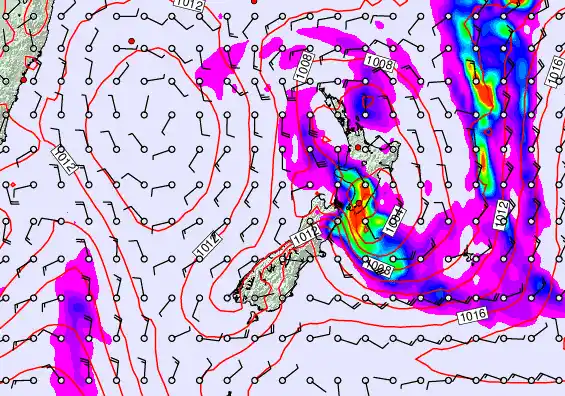 New Zealand forecast chart for Monday, December 29th, 2025 at 6:00 PM