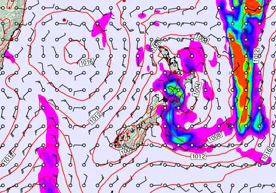 New Zealand forecast chart for Tuesday, December 30th, 2025 at 12:00 AM