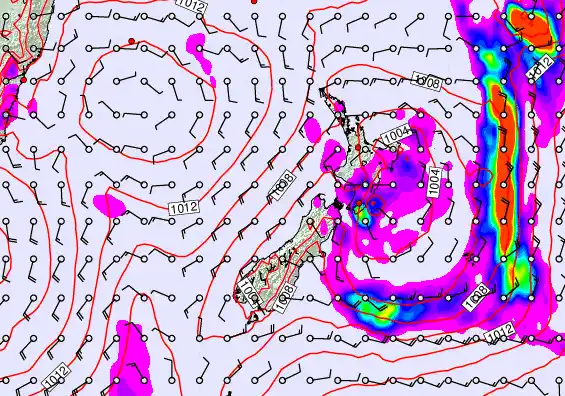 New Zealand forecast chart for Tuesday, December 30th, 2025 at 6:00 AM