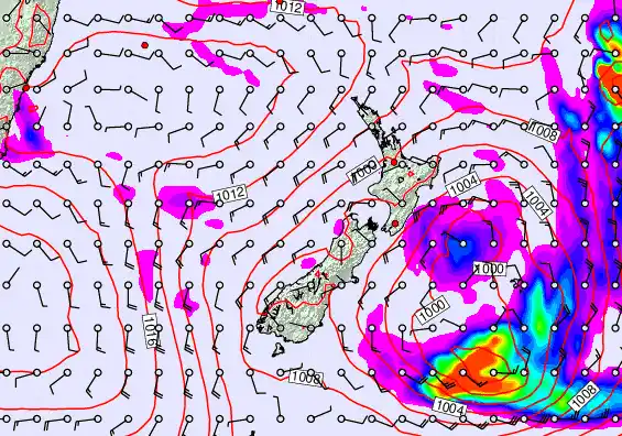 New Zealand forecast chart for Tuesday, December 30th, 2025 at 6:00 PM