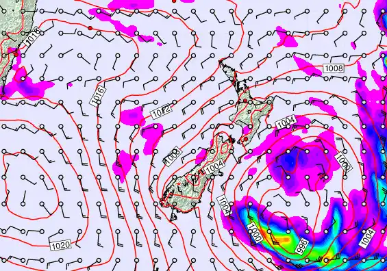 New Zealand forecast chart for Wednesday, December 31st, 2025 at 12:00 AM