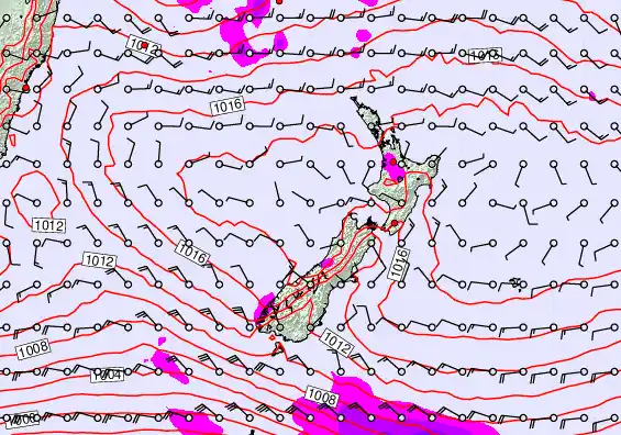 New Zealand forecast chart for Wednesday, January 28th, 2026 at 6:00 AM