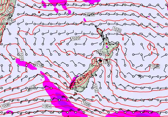 New Zealand forecast chart for Wednesday, January 28th, 2026 at 12:00 PM