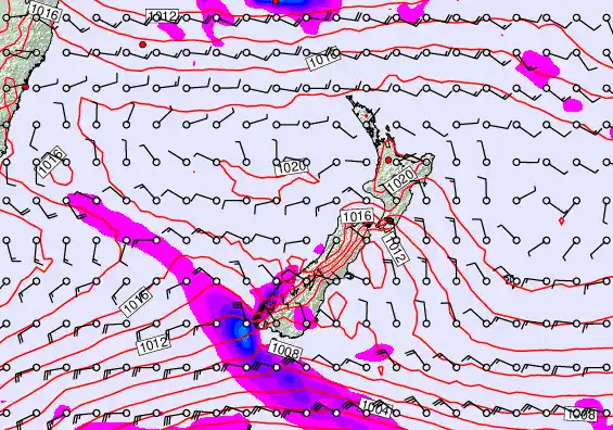 New Zealand forecast chart for Wednesday, January 28th, 2026 at 6:00 PM