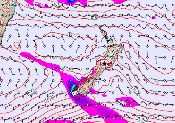 New Zealand forecast chart for Thursday, January 29th, 2026 at 12:00 AM