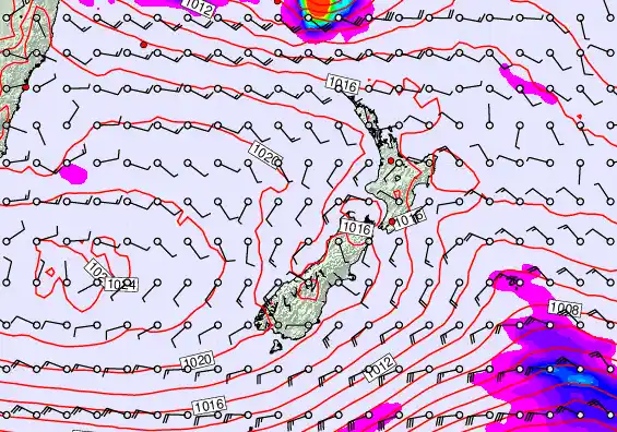 New Zealand forecast chart for Thursday, January 29th, 2026 at 12:00 PM