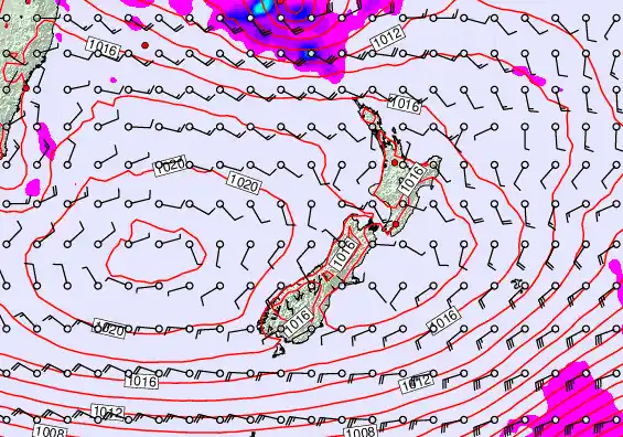 New Zealand forecast chart for Friday, January 30th, 2026 at 12:00 AM