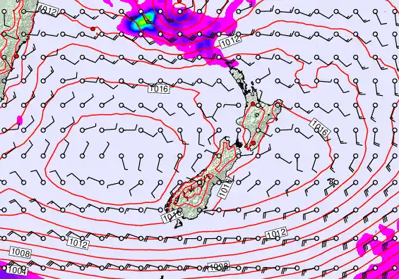 New Zealand forecast chart for Friday, January 30th, 2026 at 6:00 AM