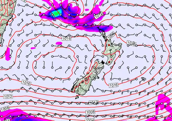 New Zealand forecast chart for Friday, January 30th, 2026 at 12:00 PM