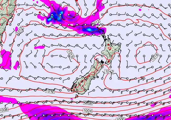 New Zealand forecast chart for Friday, January 30th, 2026 at 6:00 PM