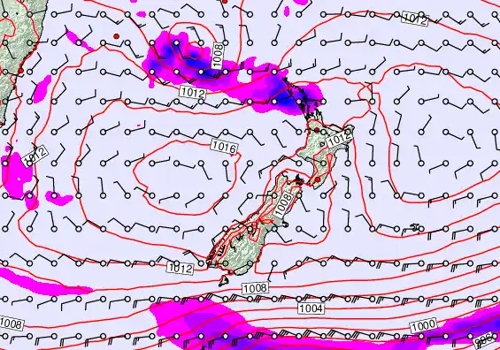 New Zealand forecast chart for Saturday, January 31st, 2026 at 12:00 AM