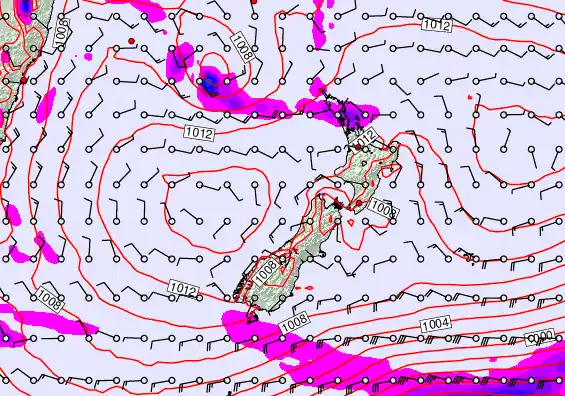 New Zealand forecast chart for Saturday, January 31st, 2026 at 6:00 AM