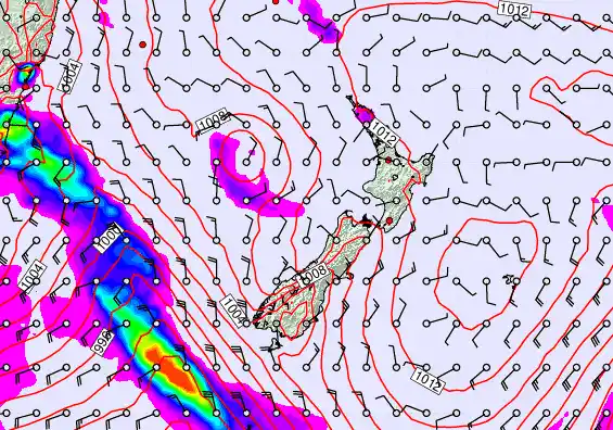 New Zealand forecast chart for Sunday, February 1st, 2026 at 6:00 AM