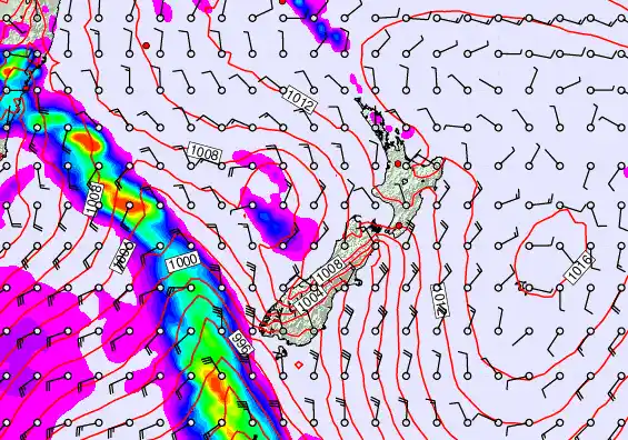 New Zealand forecast chart for Sunday, February 1st, 2026 at 12:00 PM
