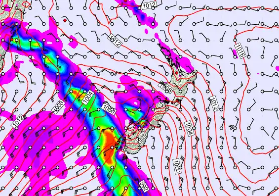 New Zealand forecast chart for Sunday, February 1st, 2026 at 6:00 PM