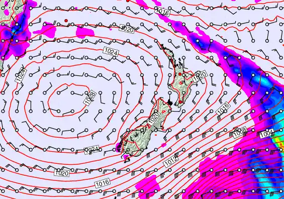 New Zealand forecast chart for Tuesday, February 3rd, 2026 at 12:00 AM