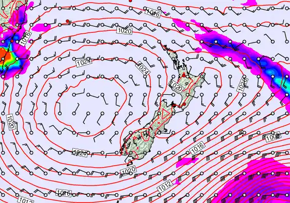 New Zealand forecast chart for Tuesday, February 3rd, 2026 at 6:00 AM
