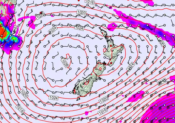 New Zealand forecast chart for Tuesday, February 3rd, 2026 at 12:00 PM
