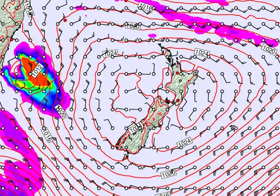 New Zealand forecast chart for Wednesday, February 4th, 2026 at 12:00 AM