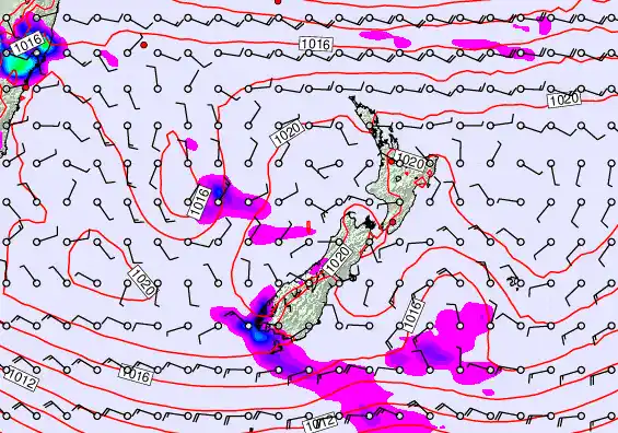 New Zealand forecast chart for Thursday, February 5th, 2026 at 6:00 AM