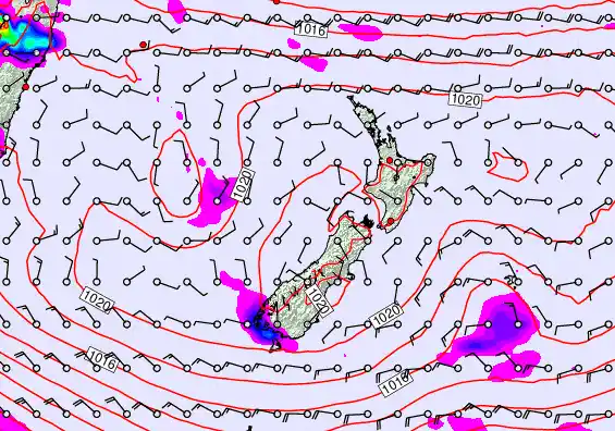 New Zealand forecast chart for Thursday, February 5th, 2026 at 12:00 PM