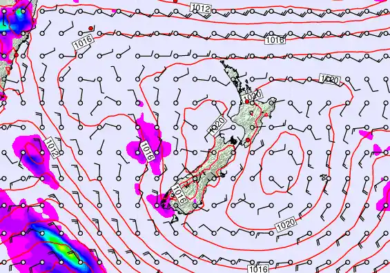 New Zealand forecast chart for Friday, February 6th, 2026 at 6:00 AM
