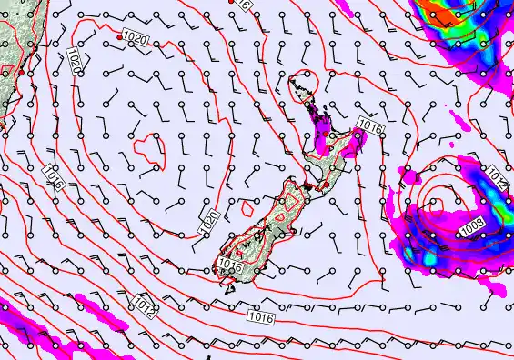 New Zealand forecast chart for Wednesday, February 4th, 2026 at 6:00 AM