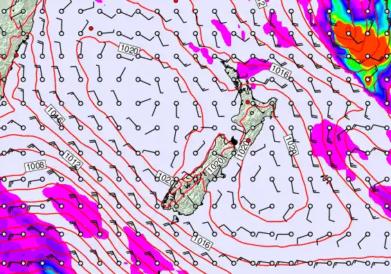 New Zealand forecast chart for Wednesday, February 4th, 2026 at 6:00 PM