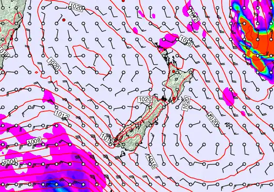 New Zealand forecast chart for Thursday, February 5th, 2026 at 12:00 AM