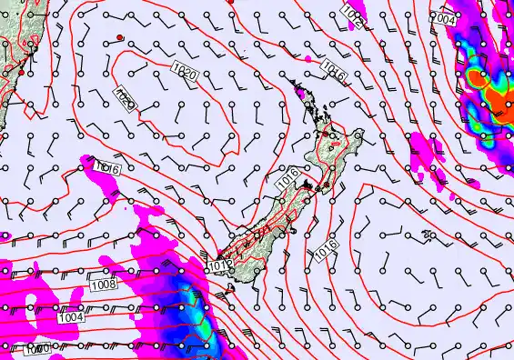 New Zealand forecast chart for Thursday, February 5th, 2026 at 6:00 AM