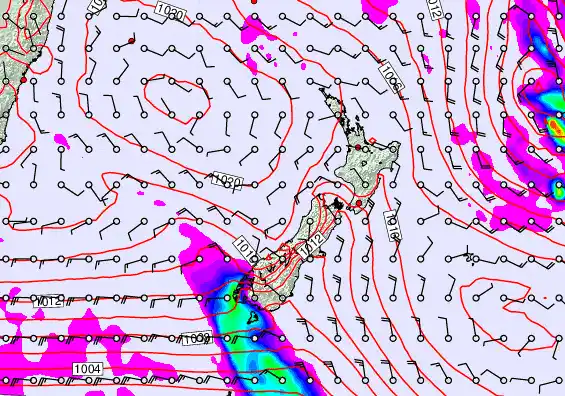 New Zealand forecast chart for Thursday, February 5th, 2026 at 12:00 PM