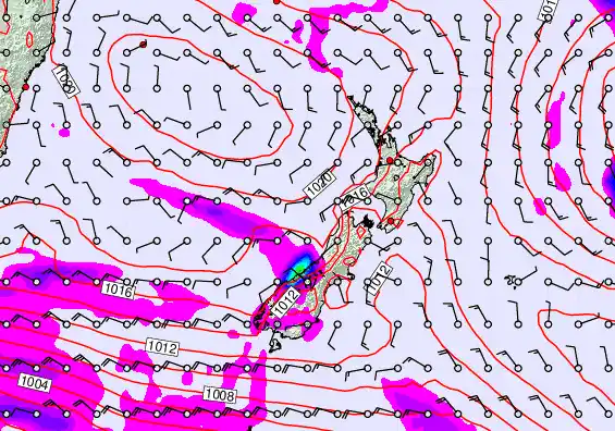 New Zealand forecast chart for Friday, February 6th, 2026 at 12:00 AM