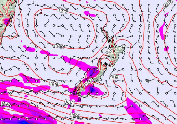 New Zealand forecast chart for Friday, February 6th, 2026 at 6:00 AM